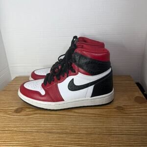 Nike Air Jordan 1 Retro High OG Satin Snake High Top Red Black Womens Size 5.5